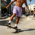 thumbnail image 6 of Heavyweight Thick Men's Sweat Shorts Baggy Sweatpants Mens Lounge SweatShorts Light Purple 2XL, 6 of 8