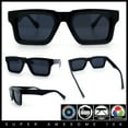 thumbnail image 3 of Nostalgic Chunky Thick Horn Rim Narrow Rectangle Plastic Hipster Sunglasses All Black, 3 of 8
