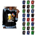 thumbnail image 1 of Mardi Gras Hauts à Manches Longues pour Femmes 2026 Mode Denim Patchwork Col à Revers Chandail en Molleton Graphique, 1 of 2