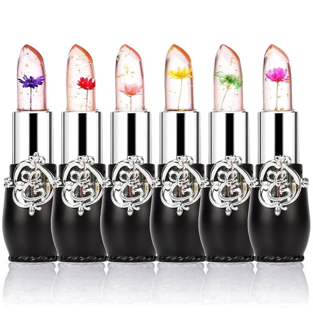 Lápiz labial Firstfly Crystal Flower Jelly, paquete de 6, negro