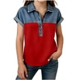 thumbnail image 2 of Agkizg Girls Faux Denim Button Down Shirt Short Sleeve Collared Top for Kids Casual Summer T-Shirt, Sizes 4-5 Years, 2 of 6