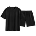 thumbnail image 4 of hotojiny Men's 2 Piece Summer Outfit Short Sleeve Crew Neck T-Shirts and Drawstrings Shorts Sets Beach Vacation Tracksuits(Black,X-Large), 4 of 7