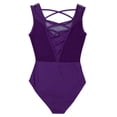thumbnail image 6 of iEFiEL Women Sleeveless Mesh Splice Ballet Dance Leotard Yoga Gymnastics Bodysuit, 6 of 6