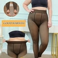 thumbnail image 2 of Women's Plus Size Tights, 80g Faux Sheer Thermal Leggings, Lightweight Opaque Footed Pantyhose for Everyday Wear, Tummy Control Yoga Pants-Black, 2 of 9
