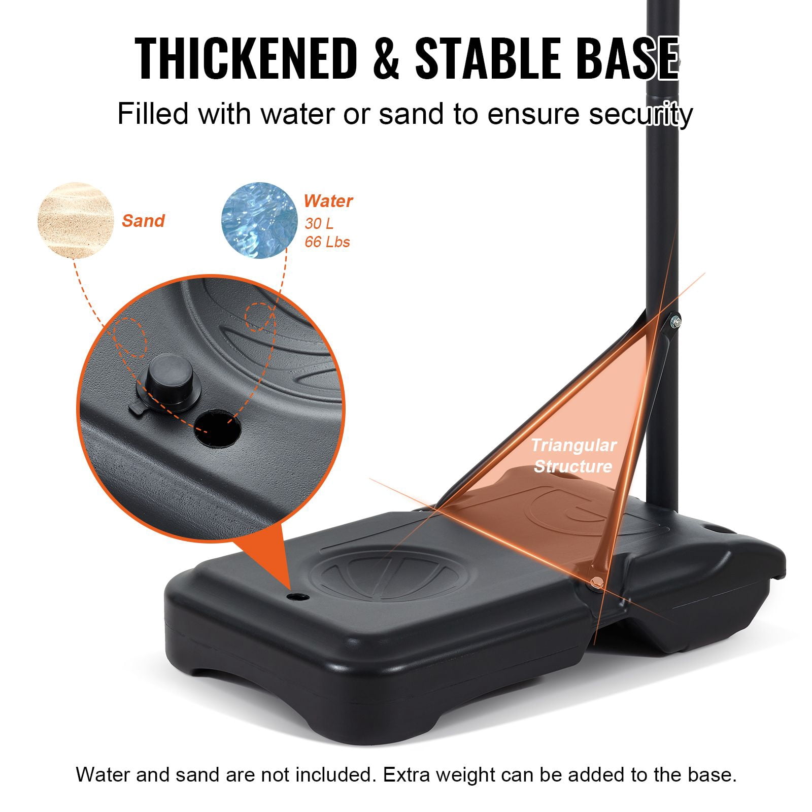 Dranite Adjustable 5-7 Feet Basketball Hoop System with 32" Backboard, Portable Base & Wheels for Indoor/Outdoor Use
