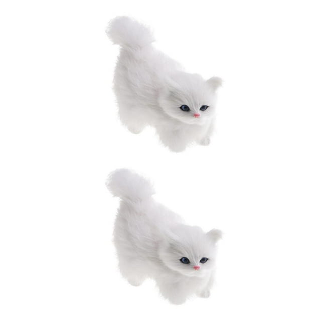 fastboy Soft Simulation Cats Plush Stuffed Animal Home Decor Kids Birthday Gift Realist White 12x6x12cm 2Set