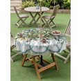 thumbnail image 3 of Outdoor Tablecloth with Umbrella Hole and Zipper, Eucalyptus Green Round Table Cloth 54 Inch Waterproof Tablecloth, Vintage Bottle Succulents Stripes Picnic Table Cover for Patio Camping, 3 of 7
