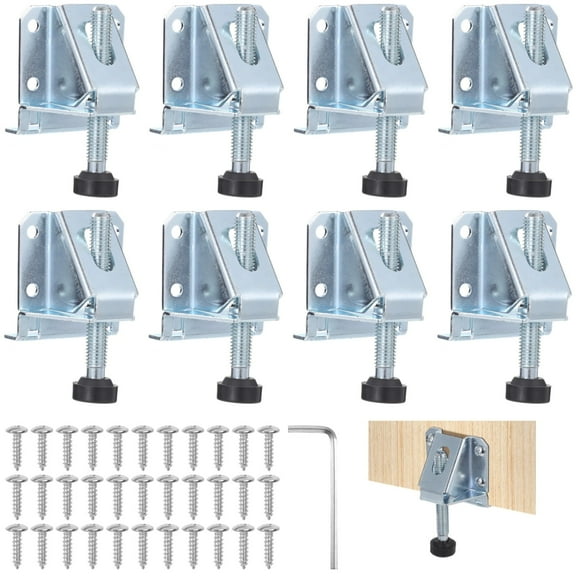 8 Pcs Heavy Duty Adjustable Leveling Furniture Feet, Cabinet Levelers with Screws, 2.36" Max Height Adjustment, Ideal for Uneven Sofa Table Chairs Shelf