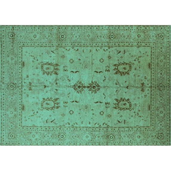 Ahgly Company Machine Washable Indoor Rectangle Oriental Turquoise Blue Industrial Area Rugs, 5' x 8'