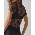 thumbnail image 4 of Elippeo Women Lace Top, Crew Neck Short Sleeve See-through Summer Sheer T-shirt Clubwear, 4 of 6