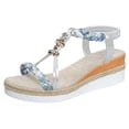 thumbnail image 6 of Rokment Glitter Rhinestones Bohemian Wedge Dressy Sandals for Women Ethnic Handwoven Rope Lined Sole Espadrilles Platform Elastic Ankle Strap Walking Dress Beach Summer Shoes Silver Size 9.5, 6 of 7