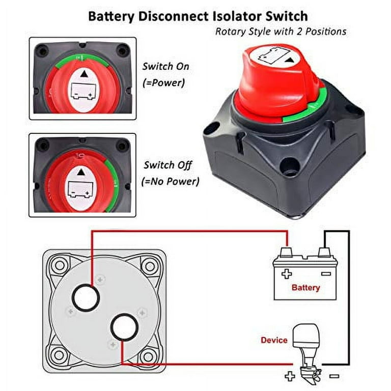 Garosa Interrupteur de batterie 12 V‑48 V Batterie On Off Switch 12V‑48V 2  Gear Battery Master Disconnect Switch Isolateur - Cdiscount Auto