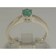thumbnail image 3 of LBG British Made 18k White Gold Real Natural Emerald Womens Engagement Ring - 33 size options - Size 8, 3 of 7