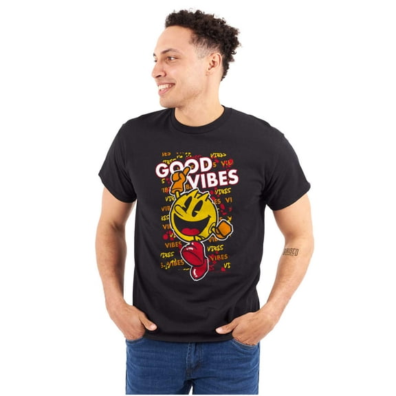PACMAN Game Good Vibes Graffiti Men's Graphic T Shirt Tees Brisco Brands S