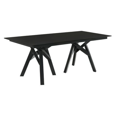 Cortina 79" Mid-Century Modern Black Wood Dining Table with Black Legs