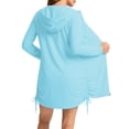 thumbnail image 4 of ClodeEU Women's Zip Long Sleeve Hooded UV Protection Long Jacket ,Casual Solid Color Coat with Pockets Light Blue,Women's Plus L, 4 of 6
