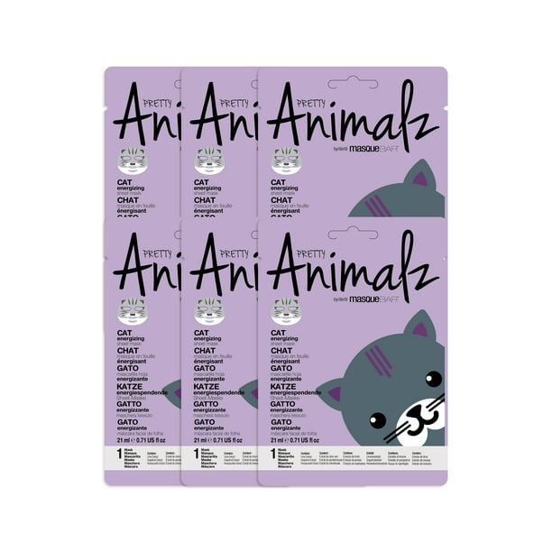 Masque Bar Pretty Animalz Cat Energizing Sheet Mask 0 71 Fl Oz 6 Pack Walmart Com