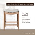 thumbnail image 3 of Maven Lane Adrien Saddle Counter Stool in Weathered Oak Finish w/ Sand Color Fabric Upholstery, Set of 3, 3 of 6