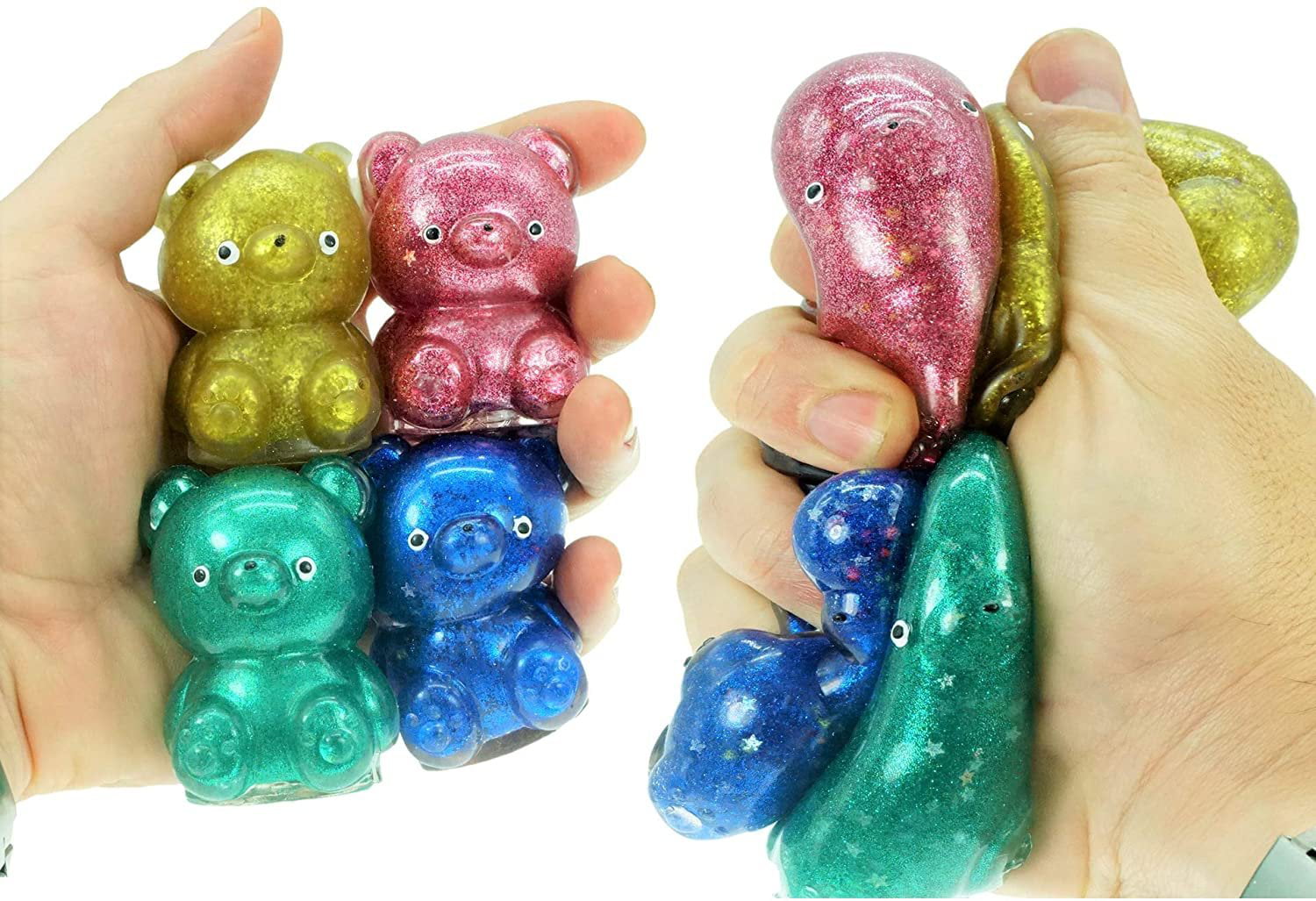 JA-RU Squishy Glitter Bear (1 Bear Assorted) Small Cute Animal Squishy  Fidget Toys for Kids. Gummy Bear Stress Relief Toys. Birthday Goodie Bags