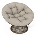 thumbnail image 6 of Swivel Papasan Chair, Wicker Chair, Ergonomic Chair with 360 Degree Rotation, Adjustable Feet and Ultra-Thick Waterproof Cushion for Living Room Bedroom, 41.5 Inch, Brown Cushion, 6 of 9