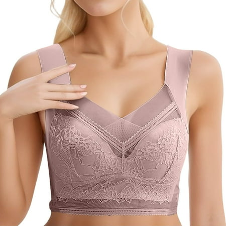 PMUYBHF Strapless Bras for Women for Large Support Women s Lace Back Bra Thin Gathered Traceless Tank Top underwear no Steel Rim Anti Drop Bra Womens Sports Bras Padded Tank Top