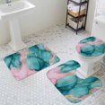 thumbnail image 3 of Abstract Marble Bathroom Rugs Set Teal Pink Stone Texture Natural Crack Modern Non Slip Absorbent Soft Bath Mats 3 Piece Set with Bathroom Rug, U-Shaped Floor Mat, Toilet Seat Cover Small Size, 3 of 9