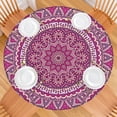 thumbnail image 4 of 44in Round Tablecloth with Elastic Edge, Waterproof Fitted Table Cover for 36-44" Tables, Floral Theme Polyester Reusable Table Cloths Wipe Clean for Picnic, Dining, Outdoor Use and Party Decor, 4 of 7