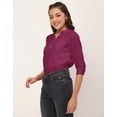 thumbnail image 3 of Moomaya Solid Color Tops, 3/4Th Roll-Up Sleeve V-Neck Formal Summer Shirt Tops, 3 of 8