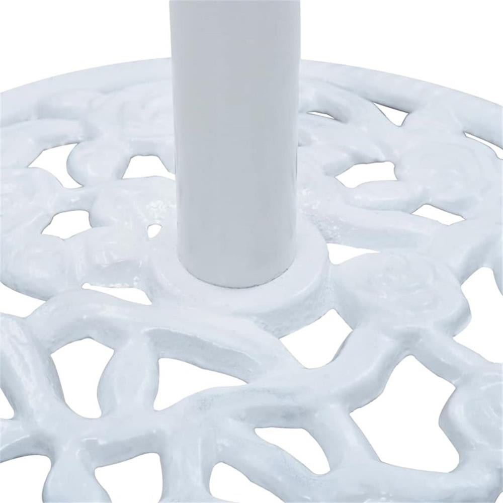 Pemberly Row Cast Iron Medium Decorative Inlays Umbrella Base in White