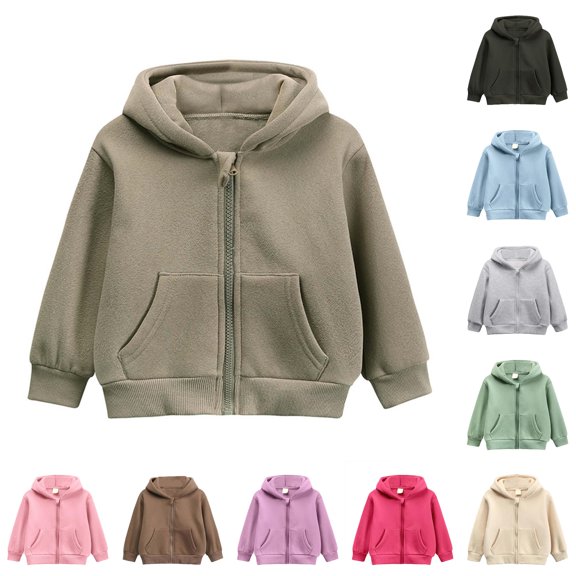 Byoo Infant Boys Solid Zip Up Hoodie Long Sleeve Casual Hooded Sweatshirt With Pocket Daily Wear Hoody Sweatshirts,Khaki