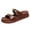 Brown, variant on Slides Sandals for Women Fashion Metal Decor Double Band Slip on Flat Shoes Comfortable Arch Support Footbed Walking Shoes Gray Size 7.5