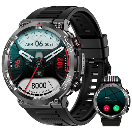 IOWODO Smart watch, Customizable Dials, Find Your Phone, 100+ Exercise Modes, 1.39'' HD Screen, Calorie Burn Calculator, for Android iPhone, Black