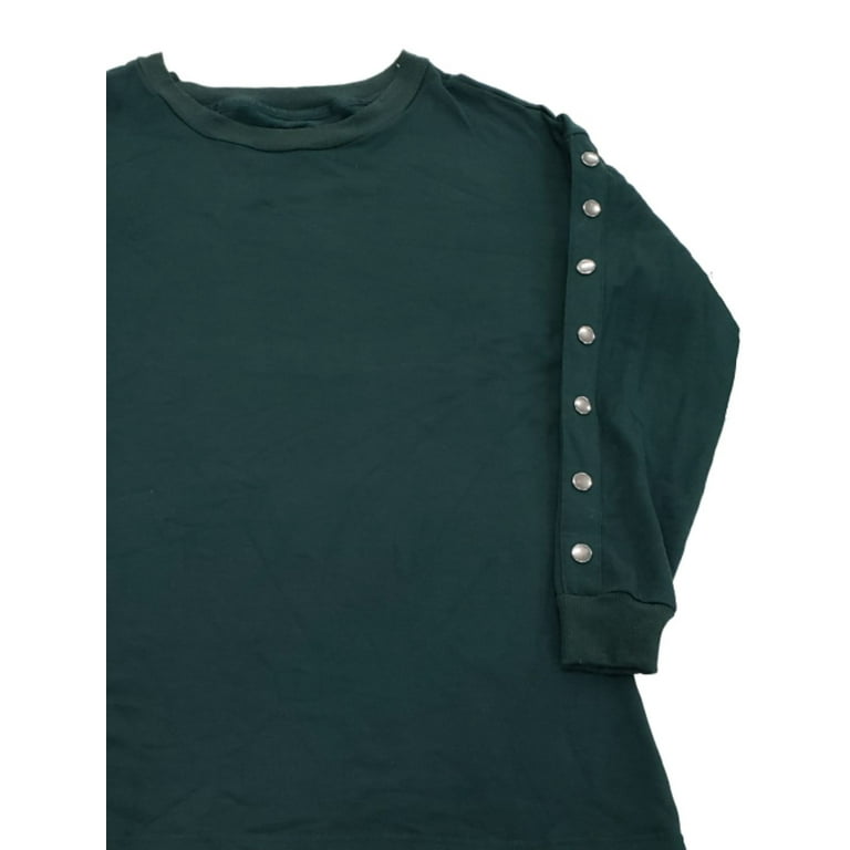 Womens Hunter Green Studded Sleeve Sweatshirt Winter Shirt Top Sweater 3X
