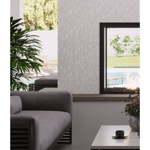 Apollo Tile   5 pack 11.8-in x 12-in Wooden Beige Leaf Polished and Etched Marble Mosaic Floor and Wall Tile (4.92 Sq ft/case)