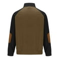 thumbnail image 4 of safuny Men's Loose Cotton Shirts Big&Tall Fashion Long Sleeve Tops Patchwork Color Block Pullover Casual Corduroy Stand Collar Sweatshirts Button Workout Clearance Brown XL, 4 of 5