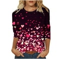thumbnail image 2 of NuoCaiYun Womens 3/4 Sleeve Crew Neck Valentine T Shirts Love Heart Printed Graphic Tee Tops Valentine's Day Gift, 2 of 6