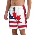 thumbnail image 2 of KLL USA Canada Flag Men's Casual Summer Beach Shorts Hawaiian Shorts with Pockets-XX-Large, 2 of 5