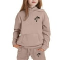 thumbnail image 3 of Teen Girl Long Sleeve Hooded Sweatshirt & Casual Straight Leg Sweatpants 2 Piece Outfits Fall Winter Outfits Set With Cute Printed (Khaki,6-7 Years), 3 of 3