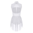 thumbnail image 4 of YiZYiF ​​​Women's Lyrical Dance Dress Flowy Tulle Skirt Leotard Rhinestone Figure Skating Costumes White M, 4 of 7