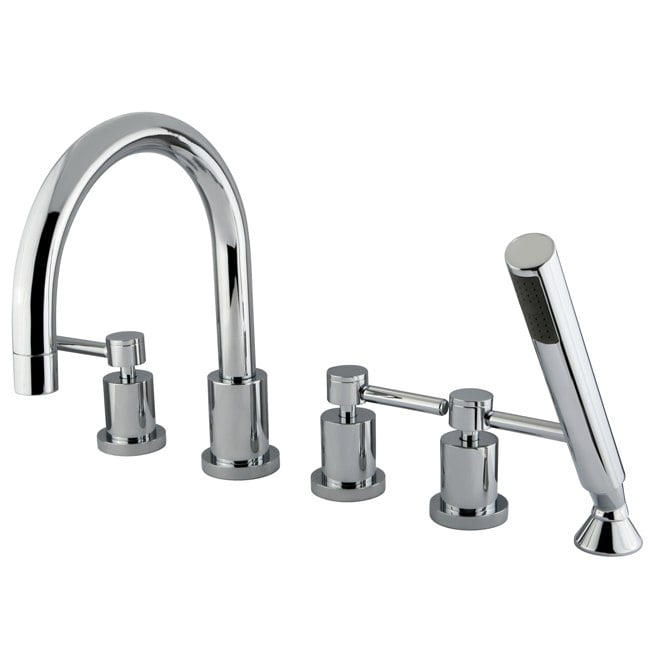Kingston Brass Concord Three Handle Roman Tub Faucet With Hand