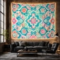 thumbnail image 6 of Teal Floral Mandala Tapestry Wall Hanging, 6 of 7