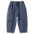 thumbnail image 6 of FINALGANG Boys Girls Kids Two Piece Denim Set Long Sleeve Button Down Jacket Elastic Waist Pants With Patch Pockets Casual Jeans Set For Toddler Daily Wear Stylish Outfit, 6 of 6