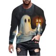 thumbnail image 2 of WAENQINLA Halloween Costomes Men Casual Long Sleeve Sweatshirts Crewneck Halloween Shirts Cute Ghost Print Party Holiday Shirt, 2 of 5