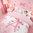 thumbnail image 3 of meiyoeat Pink Bow Monogram A Bedding,Cute Ribbon Bowknot Duvet Cover Full For Girl,Pink Reversible,3-Piece,1 Duvet Cover and 2 Pillowcases, 3 of 6