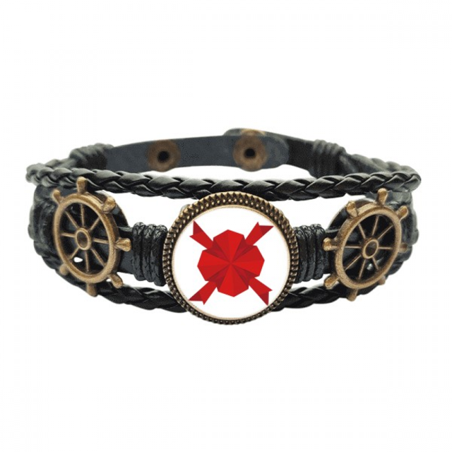 Rojo Abstracto Decoracion de navidad origami Pulsera marina tejida en cuero