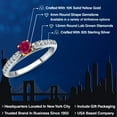 thumbnail image 2 of Gem Stone King 925 Silver and 10K Yellow Gold Red Created Ruby and Lab Grown Diamond Engagement Ring for Women | 0.43 Cttw | Round 4MM | Gemstone July Birthstone | Size 9, 2 of 6