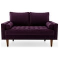 thumbnail image 3 of Enor Furniture Brighton 58" Upholstered Velvet Loveseat in Purple, 3 of 12