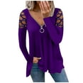 thumbnail image 2 of Womens Tops Lady's Tops V Neck Hollow Sleeve Rhinestone Solid Blouse Tunic T-Shirt Womens Tops Dressy Casual, 2 of 4
