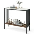 thumbnail image 3 of Resenkos 36-Inch 2-Tier Industrial Console Table - Sturdy Sintered Stone Top, Stylish Accent Piece, White + Rustic Brown + Black, 3 of 8