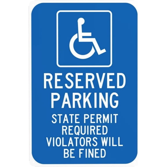 Warning State Permit Required Reserved Handicap Parking Metal Sign 8"x12", Security Safety Wall Decor Durable, For Home Business Yard Garden Office Road Indoor Outdoor Accessibility